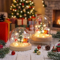 Lumière de Noël de table moderne en forme de bonhomme de neige et d'arbre, alimentée par piles, globe en verre, LED illuminée, décoration de fêtes, cadeau