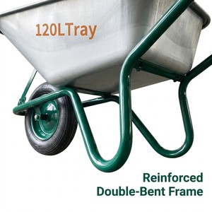 <span class=keywords><strong>Brouette</strong></span> de chantier <span class=keywords><strong>120L</strong></span>, capacité de charge 180KG, plateau galvanisé, robuste, carretilla - Product Image 4