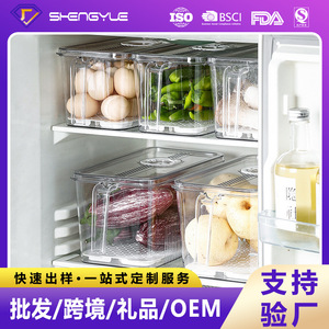 Conteneur de stockage alimentaire en plastique transparent de grande capacité avec minuterie rotative pour l'organisation des légumes et des fruits au réfrigérateur - Product Image 5