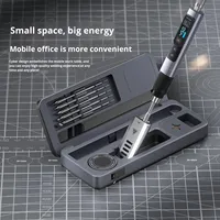 Fer à souder intelligent FNIRSI HS-02 en alliage d'aluminium et plastique, 100-450°C, chauffe rapide en 2 secondes, 9V-24V, 100W, avec boîte de rangement mobile pour atelier