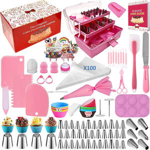 Ensemble d'outils de pâtisserie 337 pièces avec poche à douille, spatule, racloir, outil à ongles et boîte de rangement à trois niveaux - Acier inoxydable et silicone - Product Image 1