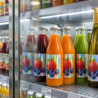 Étiquettes de bouteilles holographiques personnalisées, autocollants adhésifs imperméables en rouleaux pour l'emballage de boissons, jus, café, thé