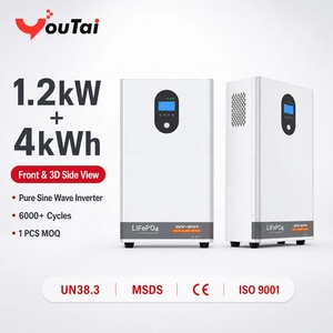 Batterie LFP Grade A 51.2V 100Ah 4kWh avec onduleur à onde sinusoïdale pure 1200W, MPPT 800W, 6000 cycles, sortie CA 230V, CAN, ESS tout-en-un - Product Image 1