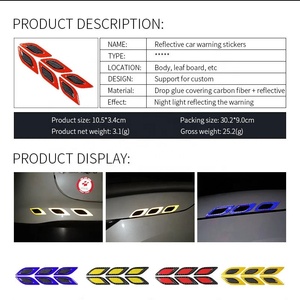 Tiras reflectantes de fibra de carbono para parachoques de coche, cinta de advertencia de seguridad, pegatinas reflectoras, accesorios para Exterior, 3D, 6 uds. - Product Image 6
