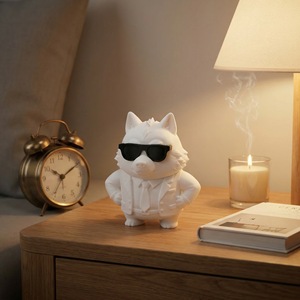 Statue de loup Cool <span class=keywords><strong>Boss</strong></span>, figurine animale blanche mate, portant un <span class=keywords><strong>costume</strong></span> et des lunettes de soleil, accessoire de décoration créatif pour la maison, le bureau ou le bureau à domicile - Product Image 4
