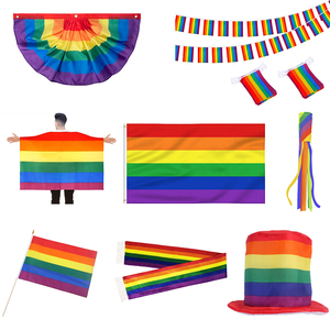 Flagnshow arc-en-ciel série <span class=keywords><strong>lgbt</strong></span> chapeau écharpe manche à air plissé gay pride drapeau - Product Image 1