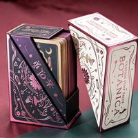 Cartes de tarot promotionnelles personnalisées, boîte rigide à découpe angulaire avec estampage doré, guide avec bord doré pour cadeaux