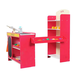 2-in-1 çocuklar oyna Pretend bakkal mağaza durak ahşap çift taraflı pazar standı yazarkasa kara tahta hediye erkek kızlar için - Product Image 5