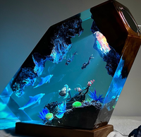 Nouvelle conception Lampe de table Océan Pieuvre géante et couple de plongeurs Lumière LED artistique de nuit pour cadeau d'anniversaire d'été
