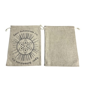 Natural Cotton Linen <b>Drawstring</b> Fabric Storage Dust Packing <b>Bag</b> with Custom Printed logo - Product Image 5
