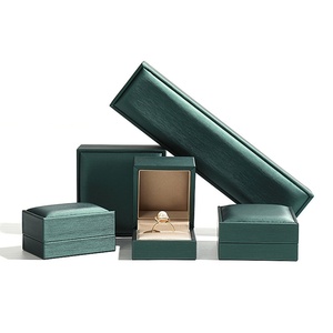 PU Leather Jewelry Packaging <b>Box</b> Dark Green Ring Necklace Bracelet <b>Earring</b> Pendant Case Custom Luxury Jewelry <b>Box</b> - Product Image 1