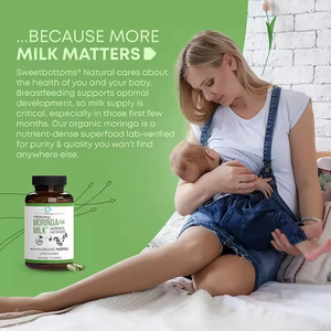 Organic <strong>Moringa</strong> for Lactation Support 500mg Adult Vitamins Capsules (120 Count/Bottle) - Product Image 3