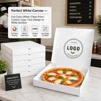 Boîte à pizza en carton ondulé blanc écologique en gros, personnalisable avec logo, boîte à emporter en papier robuste pour boulangerie et restaurant