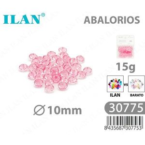 Perline Ilan Abalorios da 10 mm rosa chiaro sfaccettate a rondella 15 g per la creazione di gioielli - Product Image 1