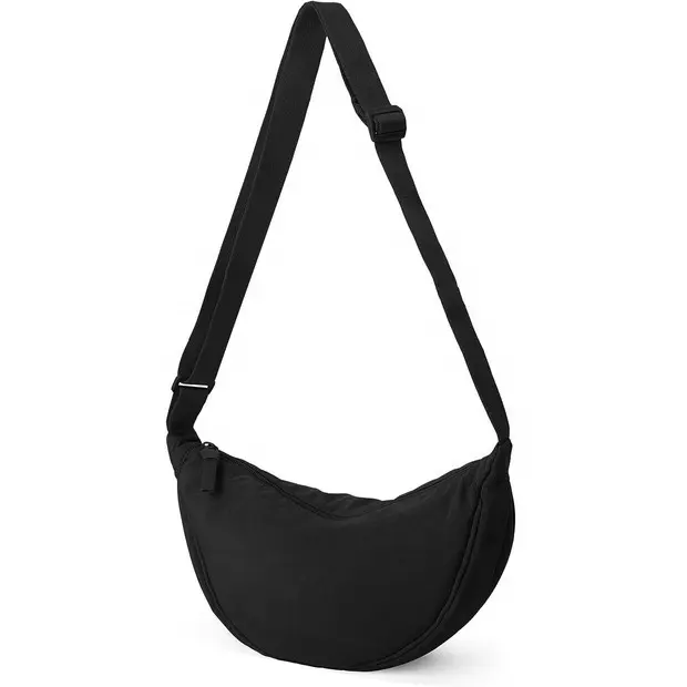 Nylon Halve Bol Knoedel Bananentas Dames Kleine Dagrugzak Sling Schouder Crossbody Messenger Bag Met Verstelbare Riem