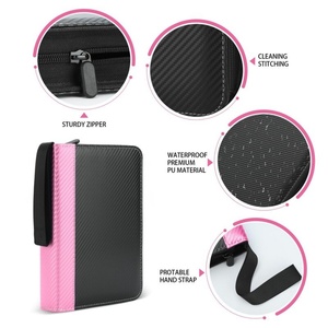 Factory Manufacturer Durable 4 Pocket Custom Pink Leather Zip Trading <b>Card</b> <b>Binder</b> - Product Image 2