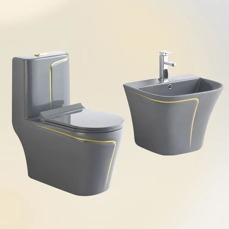 Modernes Farb-Wasserklosett Wc Toilettenbecken Porzellan-Badezimmer Kommode Toilette und Waschbecken-Set