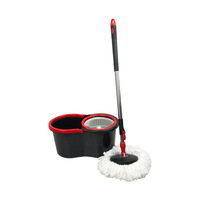 Ensemble de serpillères rotatives à double entraînement mains libres, cinq générations, pour nettoyage humide et sec des sols en bois, avec panier en acier et plastique – pour la maison