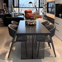 Modernes, Schlichtes Rechteckiges Acryl-Sinterstein-Tisch-Set mit Hochwertigen Schwebenden Esszimmerstühlen für Familien und Kleine Wohnungen