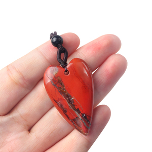 40mm di cristallo naturale occhio di tigre rosso diaspro agata pietra classica <span class=keywords><strong>grande</strong></span> <span class=keywords><strong>cuore</strong></span> ciondolo <span class=keywords><strong>collana</strong></span> <span class=keywords><strong>con</strong></span> cordino nero per regalo Unakite - Product Image 2