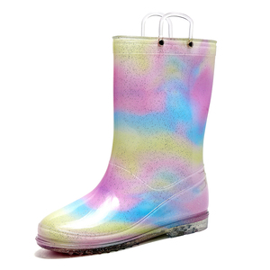 Nouveau modèle bottes de <span class=keywords><strong>pluie</strong></span> en caoutchouc pour enfants portable filles mode arc-en-ciel chaussures imperméables <span class=keywords><strong>22</strong></span>-40 grande <span class=keywords><strong>taille</strong></span> famille haute qualité usine - Product Image 1