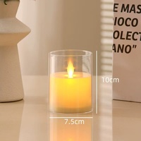 Conception de piliers en verre en plastique transparent rechargeable par USB avec batterie à flamme mobile Bougies à led sans flamme