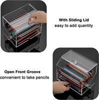 Porte-crayons en plastique avec couvercle, distributeur de crayons en acrylique transparent, rangement pour crayons en vrac