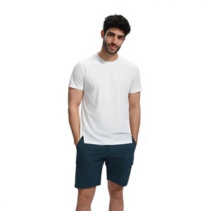 Men's White Short Sleeve O-Neck T-Shirt Regular Fit 100% Cotton Jersey Breathable Casual Solid Color Knitted Design - Product Image 1