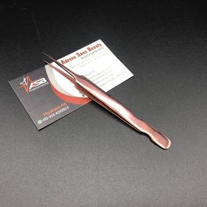 Pinzas de aislamiento de pestañas de acero inoxidable sostenible de oro rosa al por mayor pinzas de pestañas de etiqueta privada - Product Image 1