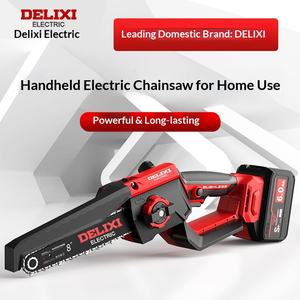 Scie à chaîne sans fil portable Delixi à batterie au lithium sans balais, petite scie domestique haute puissance pour la coupe et l'abattage des arbres - Product Image 1
