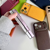 Coque de téléphone en cuir antidérapante effet peau avec grande fenêtre de visualisation pour iPhone 17 Pro Max 16 Pro Max 15 14