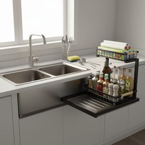 Escurridor de Platos de 2 Niveles con Estante Deslizable, Organizador de Almacenamiento de Cocina, Diseño Minimalista para Área del Fregadero - Product Image 2