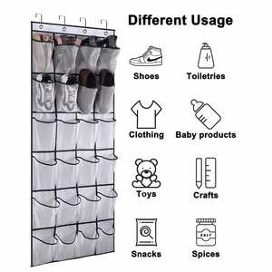 Organiseurs de chaussures à suspendre sur la porte, 24 poches en filet, support de rangement pour chaussures en grille - Product Image 6