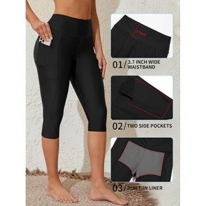 FOXA Swim Capris pour femmes, taille haute, séchage rapide, avec poches, short de bain - Product Image 4