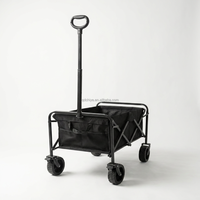 Chariot de camping pliable robuste avec poignée réglable, grande capacité, conception à quatre roues en fer pour les courses en extérieur
