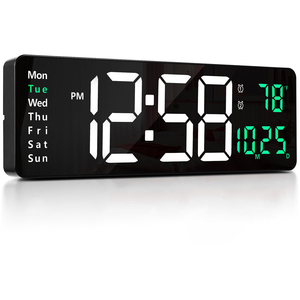 Multifunctional Modern Large Screen Remote Control Digital Electronic LUMINOVA <b>Square</b> Wall Clock Home Decor Temperature Week - Product Image 1
