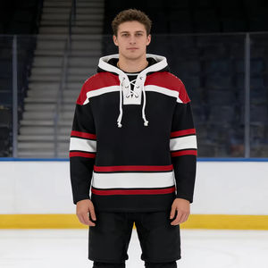 เสื้อฮอกกี้น้ำแข็งแบบกำหนดเองสำหรับทีม OEM ผ้าโพลีเอสเตอร์แบบซับลิเมชั่น เสื้อฮอกกี้แบบมีฮู้ดสำหรับชุดกีฬาแบบพิมพ์ลาย - Product Image 1