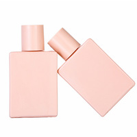 Flacon de parfum rose de 30 ml avec bouchon pulvérisateur en verre rectangulaire portable, cosmétique personnalisable, marque KZX