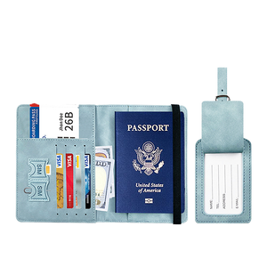 Porta Pasaportes de Cuero PU de Color Puro en Oferta, con Etiqueta para Equipaje, Logotipo Personalizado, Correa Elástica - Product Image 1