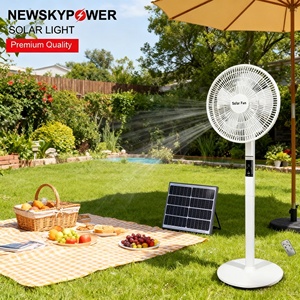 Hot Selling Rechargeable Pedestal 16inch Standing Solar Fan With Bulb <b>Remote</b> <b>Control</b> Brushless Motor 156000mAH Lithium Battery T - Product Image 5