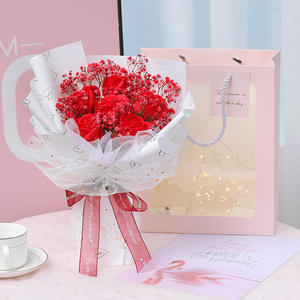 Nueva gran oferta <span class=keywords><strong>6</strong></span> rosas secas Babybreath Bouquet Girl Friend regalo de San Valentín jabón ramo/regalos del Día de la madre - Product Image 4