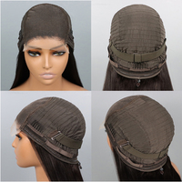 Pelucas de Cabello Remy Vietnamita Virgen Transparente de 24 Pulgadas con Encaje Frontal HD, Densidad del 200%, Liso Natural, Negro, 13x4