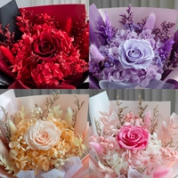 Bouquet de fleurs préservées Lovebay en gros avec sac cadeau à fenêtre transparente pour la décoration de la maison, de mariages, de fêtes et d'anniversaires