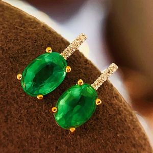 Xinfly 18k Gold Green Gem Stone Engagement Wedding Diamond <b>Stud</b> Earrings With 1ct Natural <b>Emerald</b> - Product Image 4
