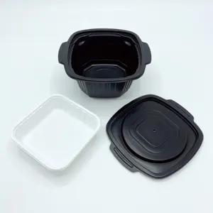 Dikdörtgen tek kullanımlık öğle yemeği kutusu iki katmanlı Bento konteyner kendinden ısıtma gıda kutuları PP plastik saklama kutuları