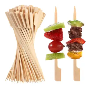 Palitos de Kebab de bambú natural, pinchos desechables de bambú Teppo, pincho de paleta de bambú, logotipo personalizado para acampar