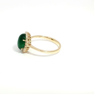 Yellow <b>Gold</b> <b>Cocktail</b> <b>Ring</b> with Oval Emerald Cabochon Elevate your ensemble with this captivating yellow <b>gold</b> <b>cocktail</b> <b>ring</b> - Product Image 2