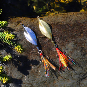 Leurres de pêche en rivière professionnels, cuillères métalliques argentées et dorées, jigging, avec 2 hameçons triples, pour la pêche au bar, à la truite, au brochet et au saumon - Product Image 6