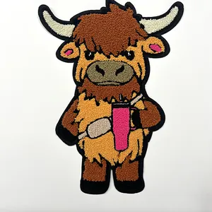 Patches de bordado de chenille para vacas feitas sob encomenda para grandes marcas por atacado