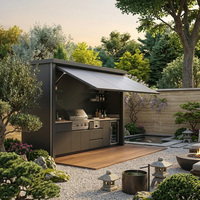 Cuisine extérieure personnalisée en acier inoxydable avec abri à porte électrique, cuisine extérieure anti-corrosion, barbecue pour villa